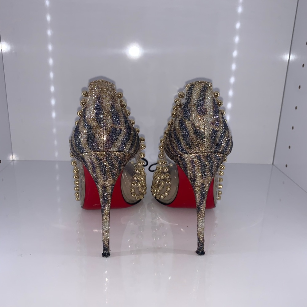 Christian louboutin glitter Studded clear pumps 38 - Picture 3 of 5
